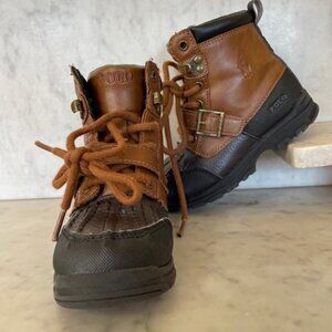 RALPH LAUREN POLO Brown Ankle Combat Dover Boots Size Child 10